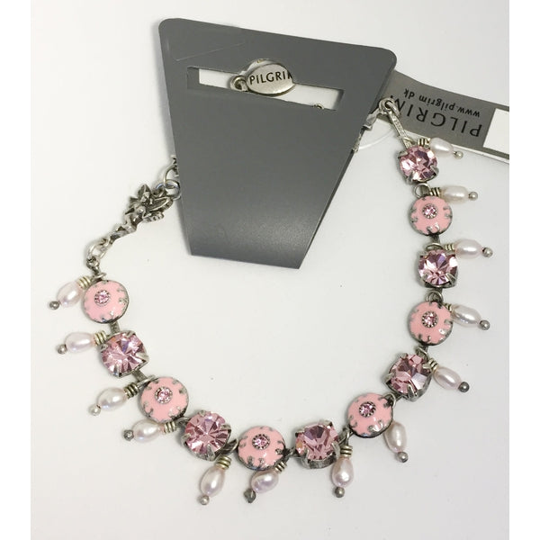 Bracelet Pilgrim - Plaqué argent - ornements roses