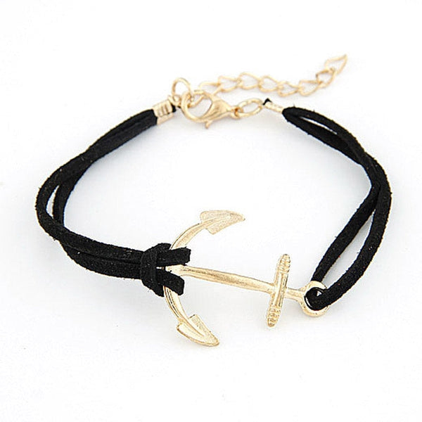 Bracelet avec corde tressée et pendentif d'ancre